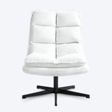 MEUBLE COSY Leunstoelen, 360 graden draaibaar vrijetijdsstoel, met opvouwbare rugleuning, bekleding van Scandinavische stof, metalen poten, wit, 65x79,5x85cm