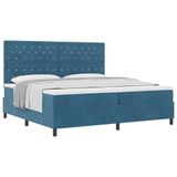 vidaXL Boxspringbed met matras Donkerblauw 200 x 200 cm Fluweel