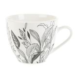 GENEVIEVE LETHU 538770 Mok 18 cl porselein – serie ESQUISSE VEGETALE – Ø 8,5 cm H 7 cm – kleur: wit-zwart