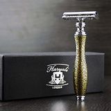 Haryali London Klassieke vintage stijl heren scheerapparaat in gouden antiek handvat
