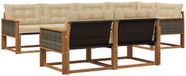 vidaXL - Salon de jardin en bois d'acacia - Salon de jardin d'angle - 7 places - Naturel et beige
