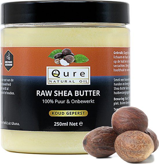Qure Natural Oil Shea Butter 100ml - 100% Pure & Unprocessed - Natural Skincare - Raw, Unrefined Shea Butter from Ghana for Skin, Hair & Body