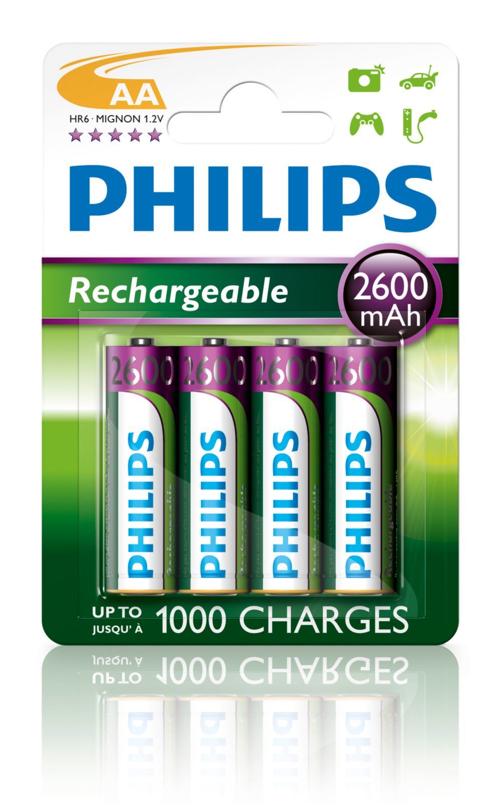 Philips AA Rechargeable Batteries - 2600mAh (4-Pack)