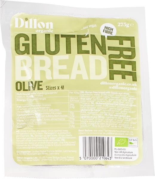 Dillon Organic Dillon Organic Glutenvrij Olijfbrood