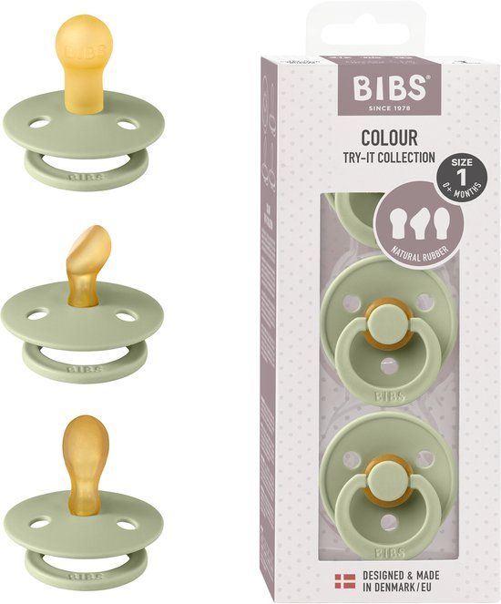 BiBs Try-It Fopspeen - 0-6 Mnd - 3 Stuks - Sage - Groen - 1 stuk(s)
