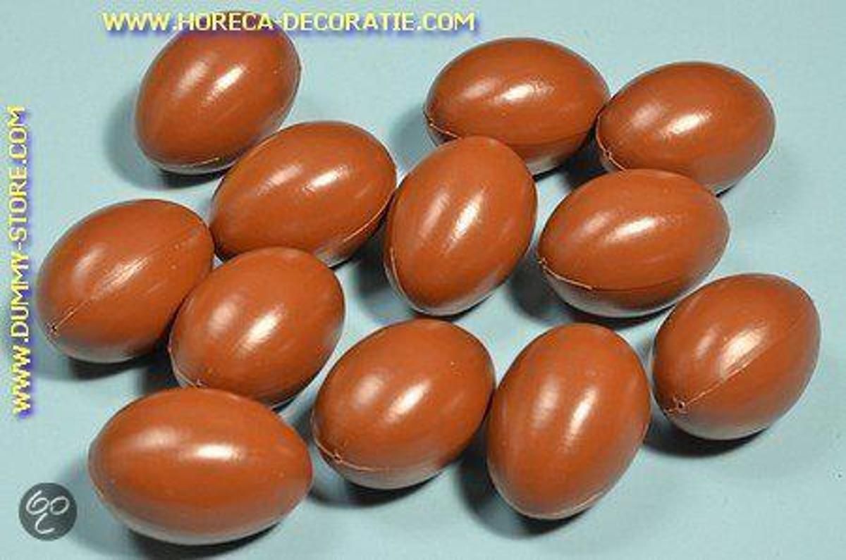 Horeca-decoratie.com Decoratie Eieren chocokleur 12 stuks - 45x65 mm