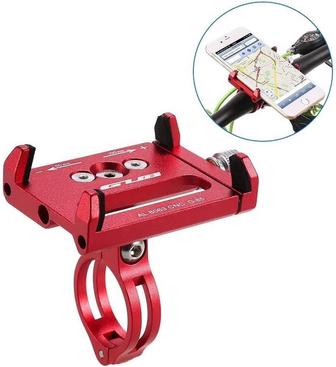 LuxeBass Telefoonhouder fiets | (rood) Fietshouder telefoon | Universeel en Compact - LB424