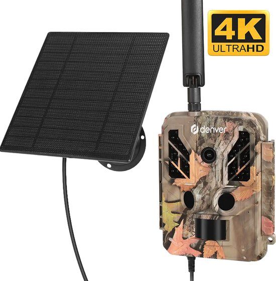 Denver Wildcamera met Nachtzicht en 4G verbinding - Live streaming - 4K Ultra HD video - 48MP - Zonne-energie - TrailCam Go app - WSL8050