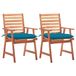 VidaXL Fauteuils de jardin, 2 pièces avec coussins, bois d'acacia massif