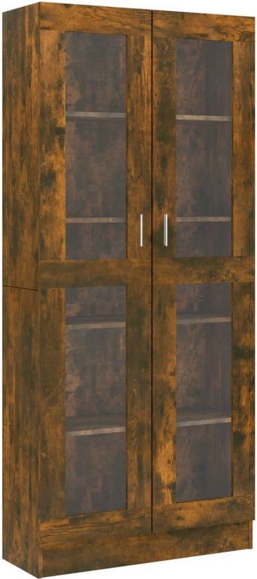 vidaXL Vitrinekast - bewerkt hout - gerookt eiken - 82,5x30,5x185,5 cm