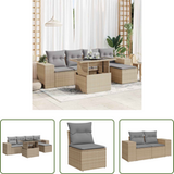 Vidaxl Canapé d'extérieur - Salon de jardin avec coussins 6 pièces Beige Osier