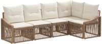 vidaXL Tuinbank Set 5-zits Beige Polyrattan
