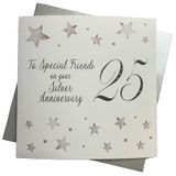 Witte White Cotton Cards Witte Katoenen Kaarten Grote Grote Twist Range, Speciale Vrienden Op Uw Zilver 25" Handgemaakte 25e verjaardagskaart, XF25S