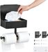 Unyqoos® Porte-rouleau de papier toilette noir avec espace de rangement et compartiment pour lingettes humides