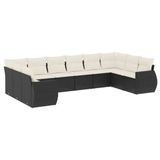 vidaXL 11-delige loungeset met kussens, polyrattan, zwart