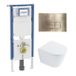 Geberit QeramiQ Dely Toiletset - 36.3x51.7cm - Geberit UP720 inbouwreservoir - rimless - diepspoel - 35mm zitting - softclose - bedieningsplaat geborsteld messing - rechthoekige knoppen - glans wit