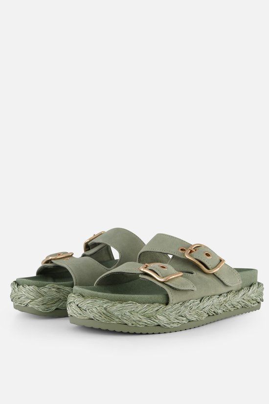 Tamaris Slippers groen Leer - Maat 37