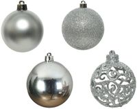 Decoris Boule de Noël plastique synthétique mix argent 16 pièces