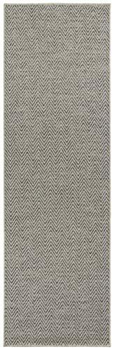 BT Carpet Flatweefsel loper Nature 500 grijs antraciet, afmeting 80x500 cm, geschikt voor binnen en buiten (100% polypropyleen, uv- en vochtbestendig, geschikt voor vloerverwarming)