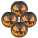 Boland lampion pompoen creepy - 4x - rond - zwart/oranje - D25 cm - papier/metaal - versiering