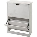 HWC Schoenenkast HWC-K45, schoenenrek, 81x60x25cm 2 kleppen, MDF gemaakt van Paulownia ~ shabby white
