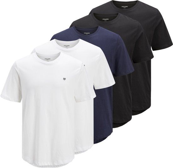 JACK&JONES JPRBLABRODY TEE SS CREW NECK 5PK MP NOOS Heren T-shirt - Maat M - White;W. 2Xwhite+2Xblack+1Navyblazer