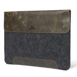 MegaGear MacBook hoes gemaakt van echt leer en fleece 15 & 16 inch, olijfgroen, Eén maat, laptophoes