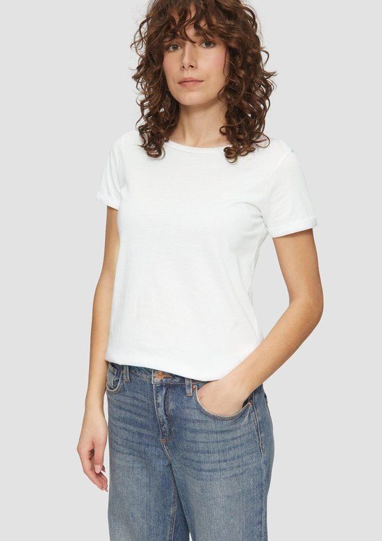 Q/S designed by - T-shirt - Maat L - Vrouwen - wit - katoen