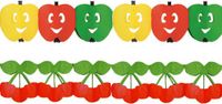 Merkloos / Sans marque Bellatio Decorations - Gezond Fruit thema versiering thema slingers appel/kers - 3 meter per stuk