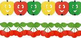 Merkloos / Sans marque Bellatio Decorations - Gezond Fruit thema versiering thema slingers appel/kers - 3 meter per stuk