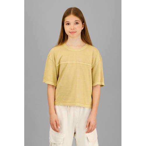 G-STAR T-shirt geel Meisjes Katoen Ronde hals Effen - maat 176