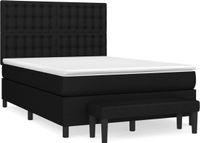 vidaXL Boxspringbed met matras, stof, zwart, 140x200 cm