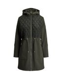 Lauren Ralph Lauren Manteau matelassé pour femmes avec capuche verte en losange (XS)