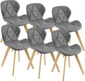 en.casa Eetkamerstoel Almhult 81x57x49 cm set van 6 grijs
