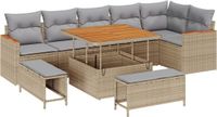 vidaXL Tuinbank Set Beige Poly Rattan