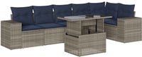 vidaXL 7-delige dining loungeset met kussens grijs polyrotan