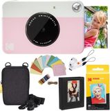 KODAK Printomatic instant camera (roze) pakket + zinkpapier (20 vellen) etui + fotoalbum + ophangframe + comfortabele halsband