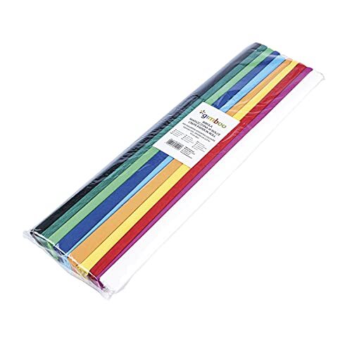 gimboo - Crêpepapier, 10 rollen, 50 x 200 cm, Gesorteerd/crêpeband, bonte linten, crêpe papier, ideaal voor creatieve hobby's, 1 verpakking/Gesorteerd op kleur, 14113352-99,Normaal/Mix