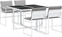vidaXL 5-delige tuinset met kussens textileen wit