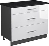 Vicco Keukenonderkast Fame-Line, Wit Hoogglans/Antraciet, 100 cm