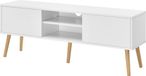 en.casa meuble TV Eskilstuna meuble TV 120x29,5x46,5 cm blanc