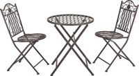 en.casa Bistroset Biella metaal tuintafel met 2 tuinstoelen groen