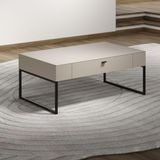 Trendteam Smart Living Sao Paulo Salontafel, Kashmir (beige)/Evoke eiken, woonkamertafel breed met lade (soft-close) (b x h x d), handgrepen en poten van metaal