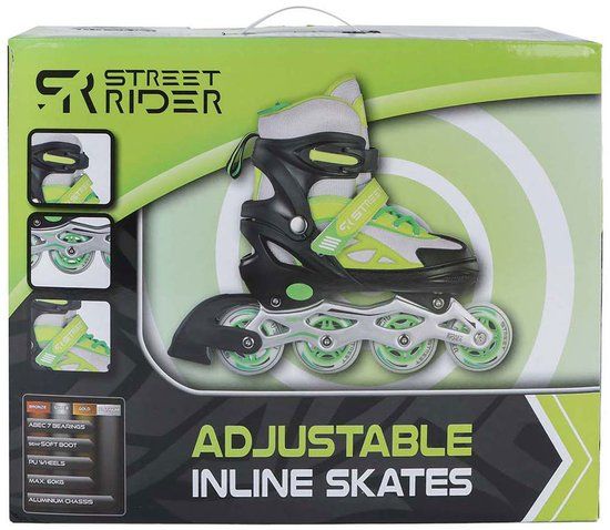 Street Rider Inline Skeelers Groen/Zwart Verstelbaar, Maat 37-40