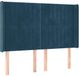 vidaXL Hoofdbord met randen fluweel donkerblauw 147x16x118/128 cm