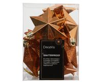 Decoris boules de noël mélange - étoile en plastique couleur marron 12 pièces
