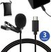 MOJOGEAR Speldmicrofoon met USB-C-aansluiting - 3 meter kabel - Dasspeld microfoon voor Android Smartphones, iPhone 15, iPhone 16, USB C Tablets - Zwart