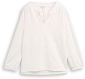 Tom Tailor - Shirt met lange mouwen en ruches - Maat XS - Whisper White