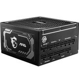 MSI MAG A1000GL PCIE5 voeding, 1000 W, 80 Plus Gold, ATX 3.1, PCIe 5.1 GPU ondersteuning, ATX PSU, zwarte platte kabel