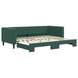 vidaXL Slaapbank met onderschuifbed 90x200 cm fluweel donkergroen